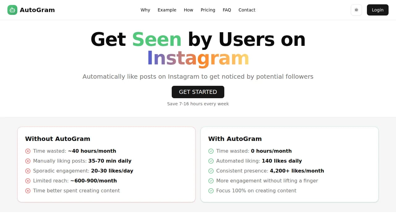 AutoGram website preview