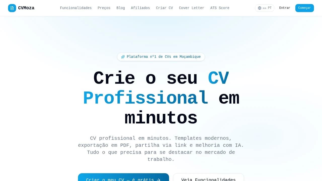 CVmoza website preview