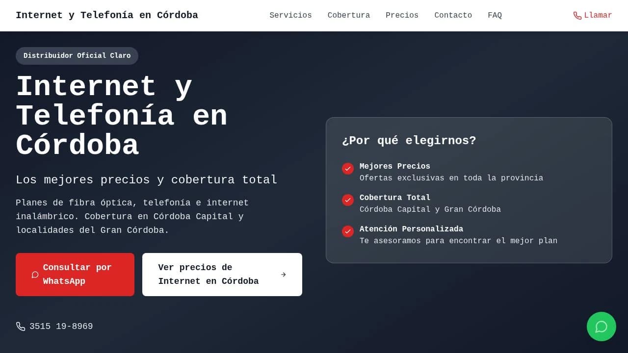 Internet y Telefonía Córdoba website preview