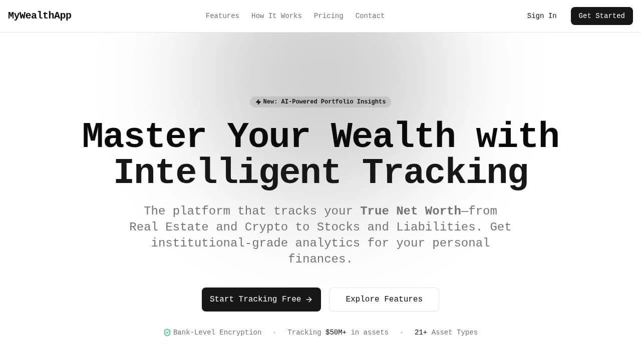 My Wealth App website preview