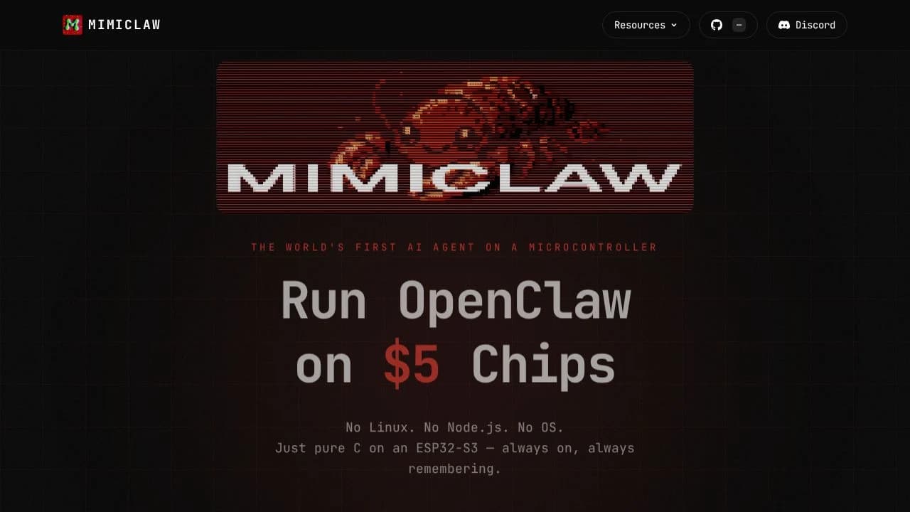 MimiClaw website preview