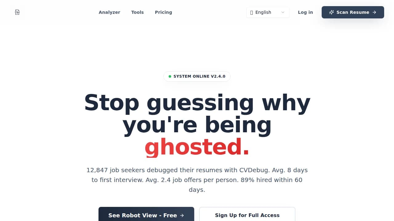CVDebug website preview