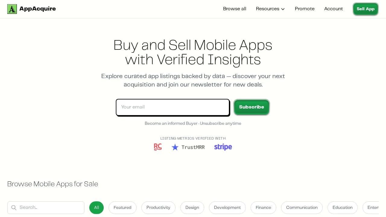 AppAcquire | Buy & Sell Apps website preview