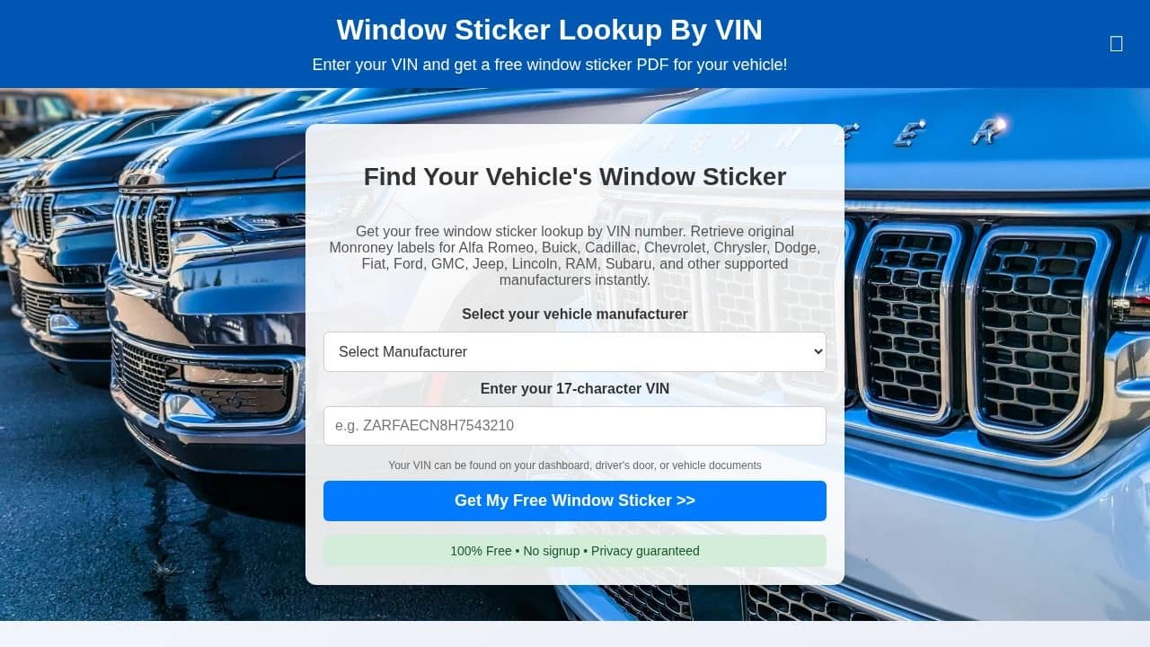 Window Sticker website preview