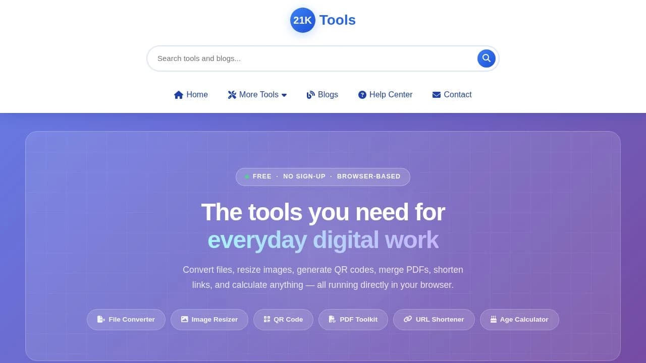 21K Tools website preview