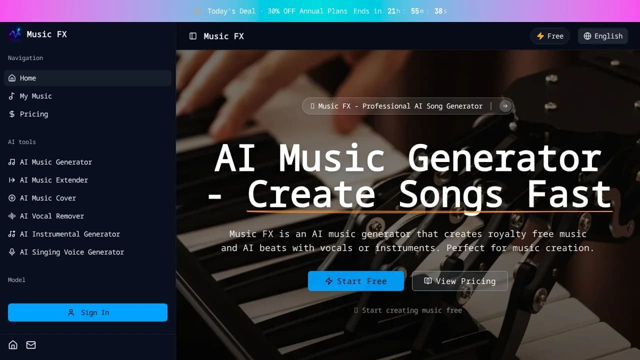 Music FX website preview