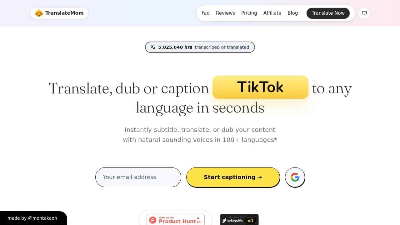 TranslateMom website preview