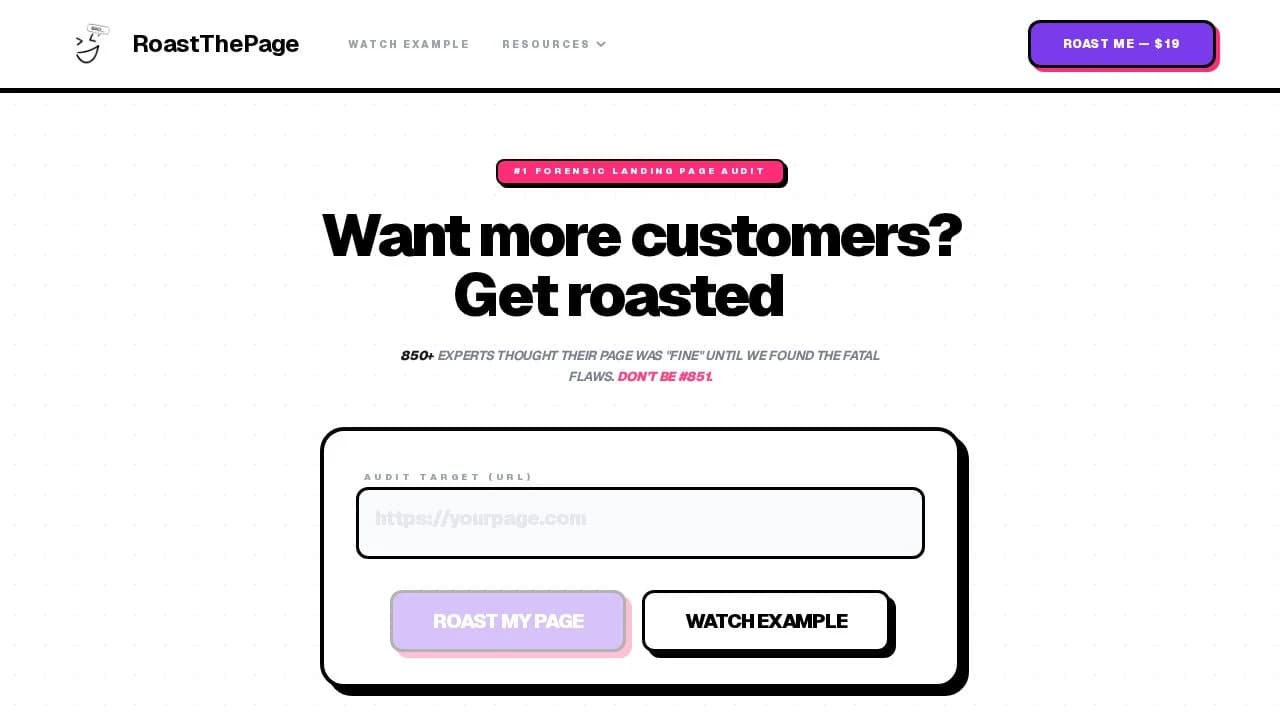 Roast The Page website preview