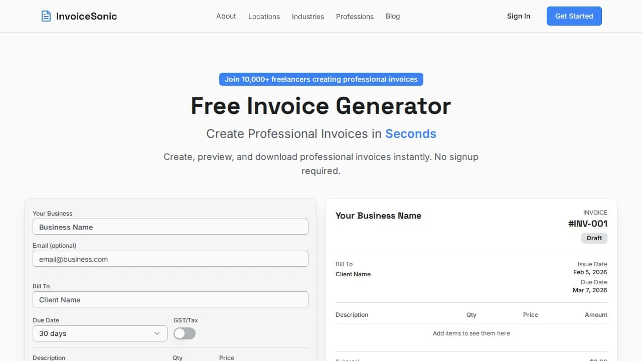 invoice Sonic preview