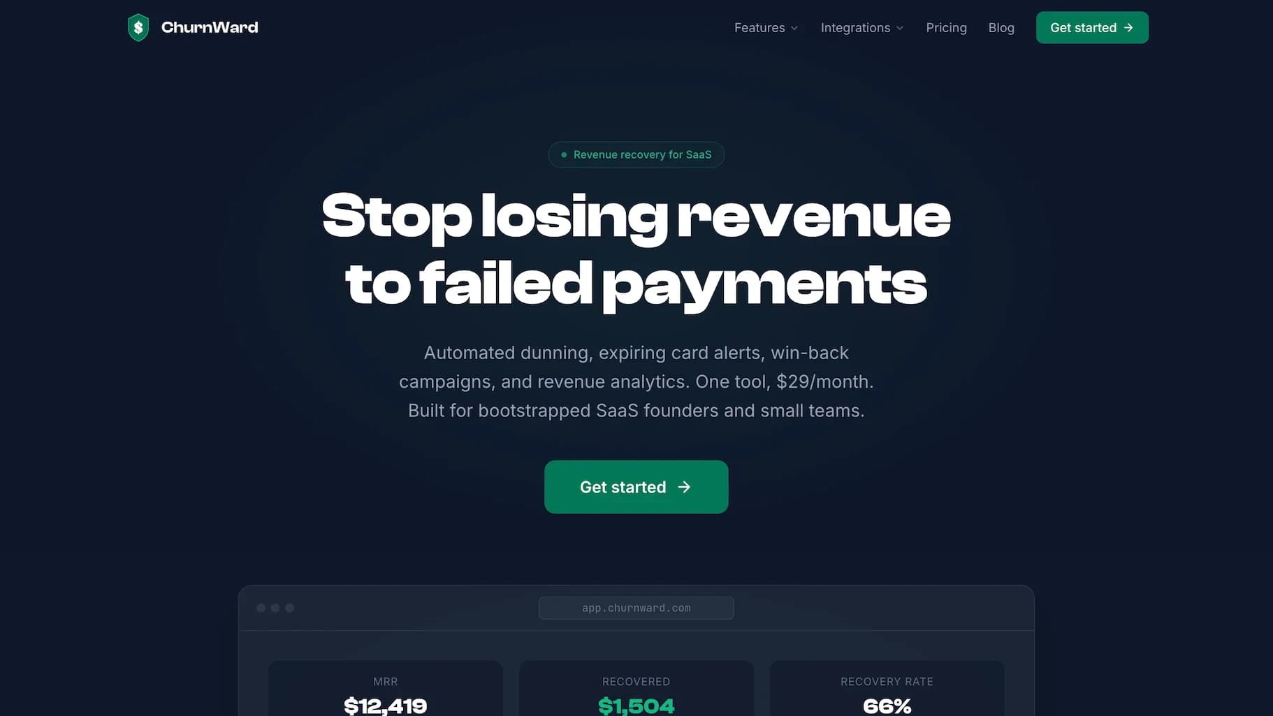 ChurnWard website preview