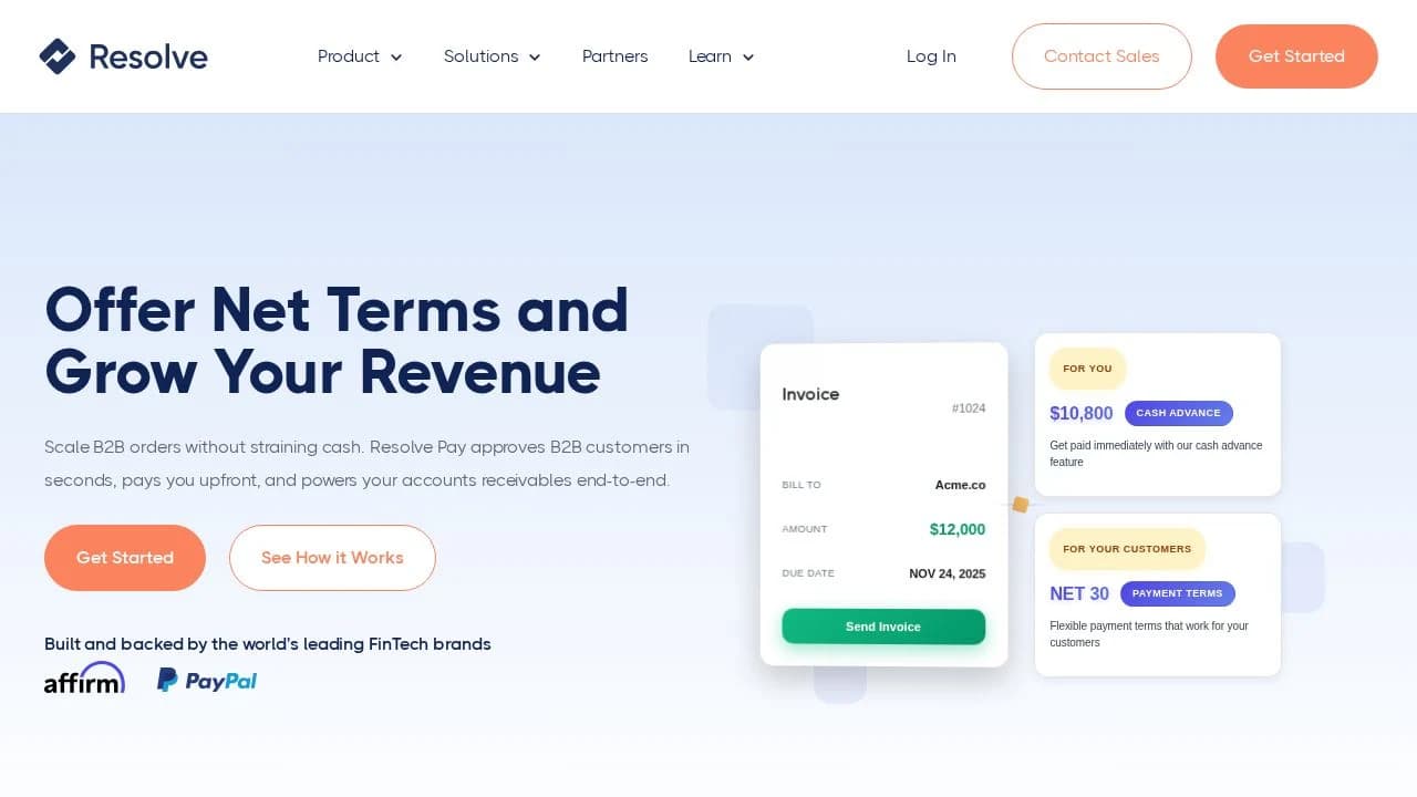 Resolve Pay website preview