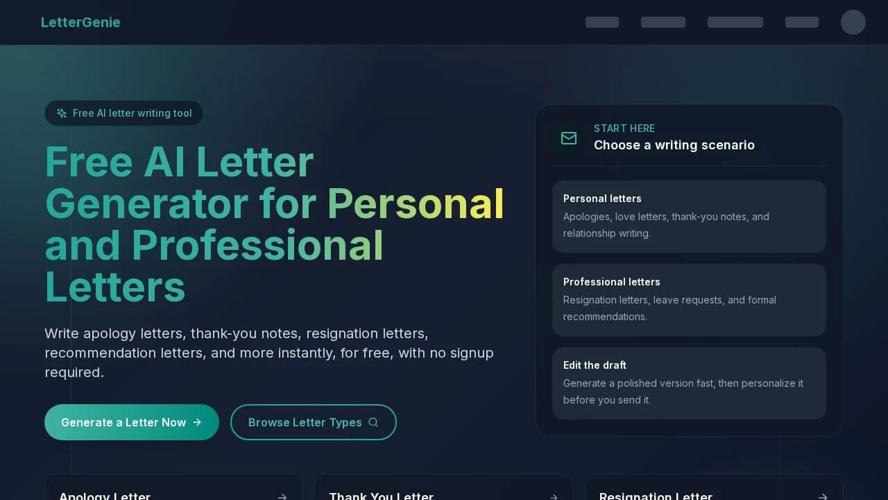 lettergenie website preview