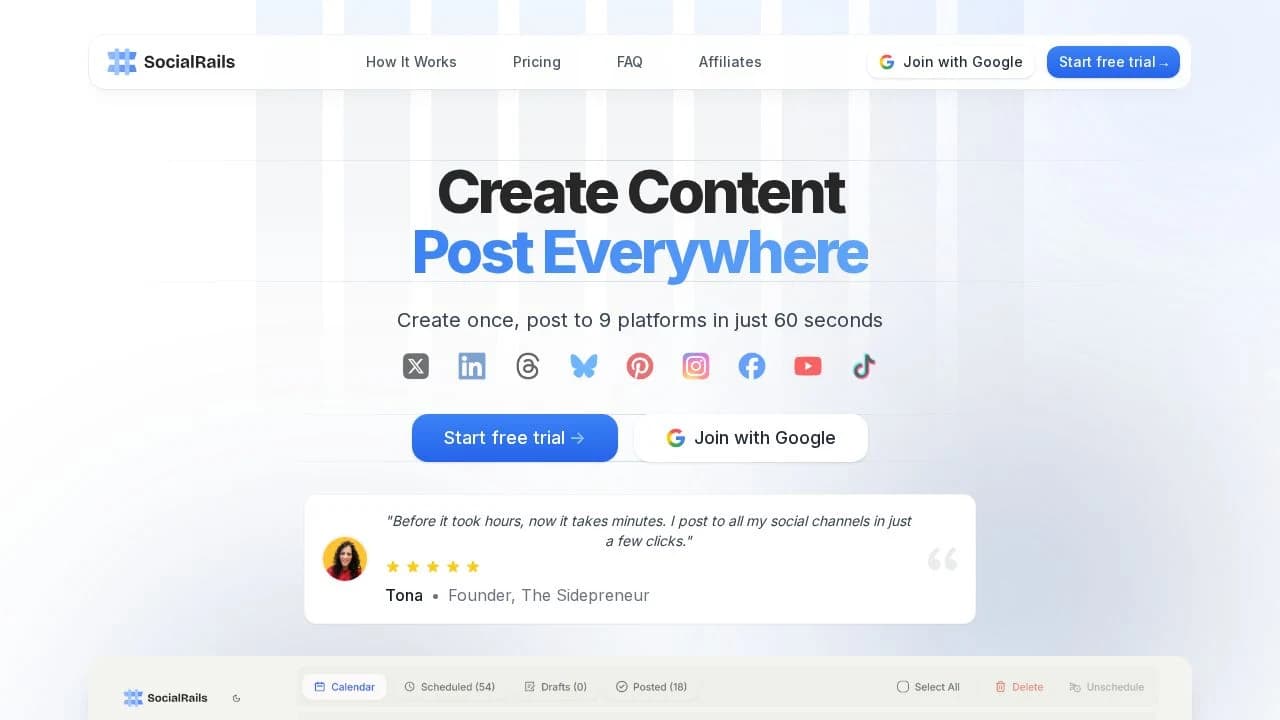 SocialRails website preview