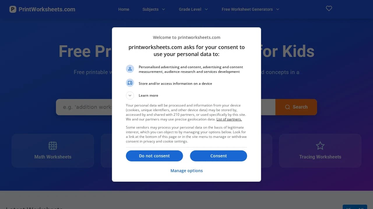 Print Worksheets preview