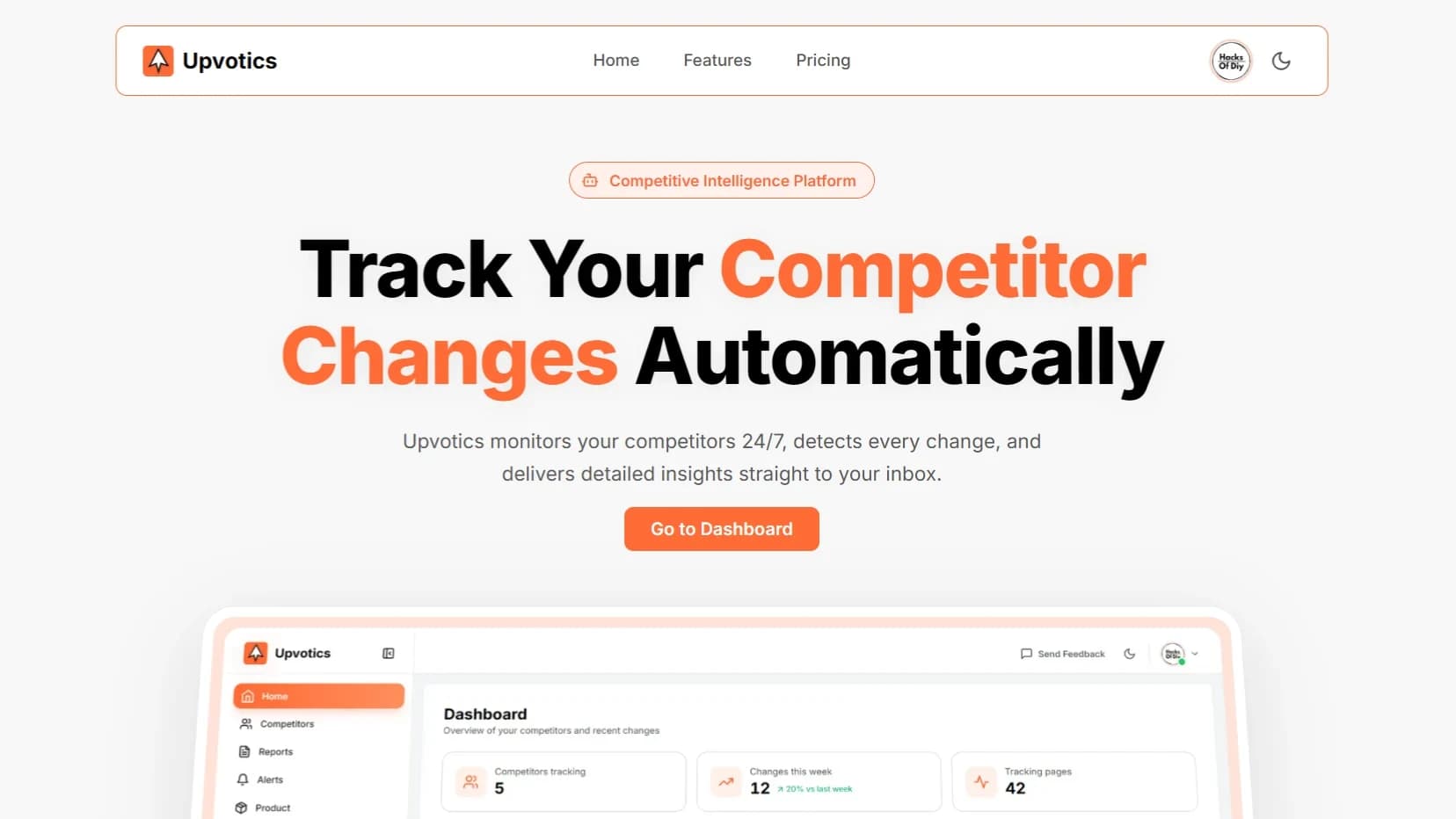 Upvotics website preview