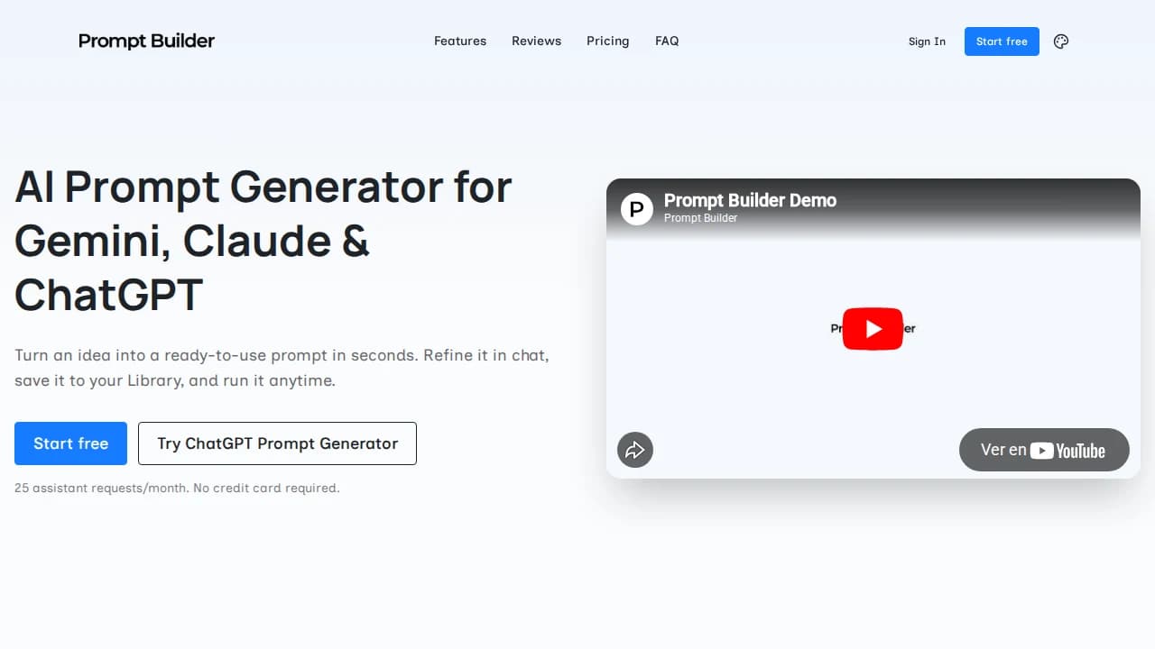 Prompt Builder website preview
