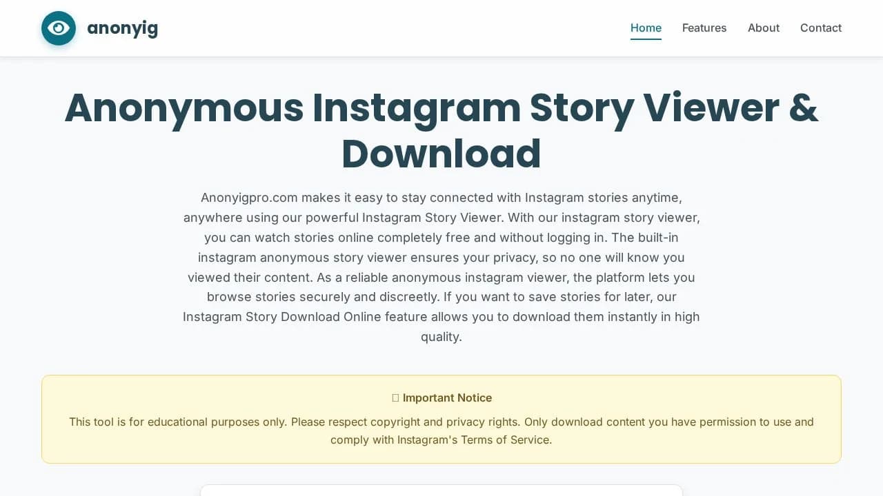 Anonyig website preview