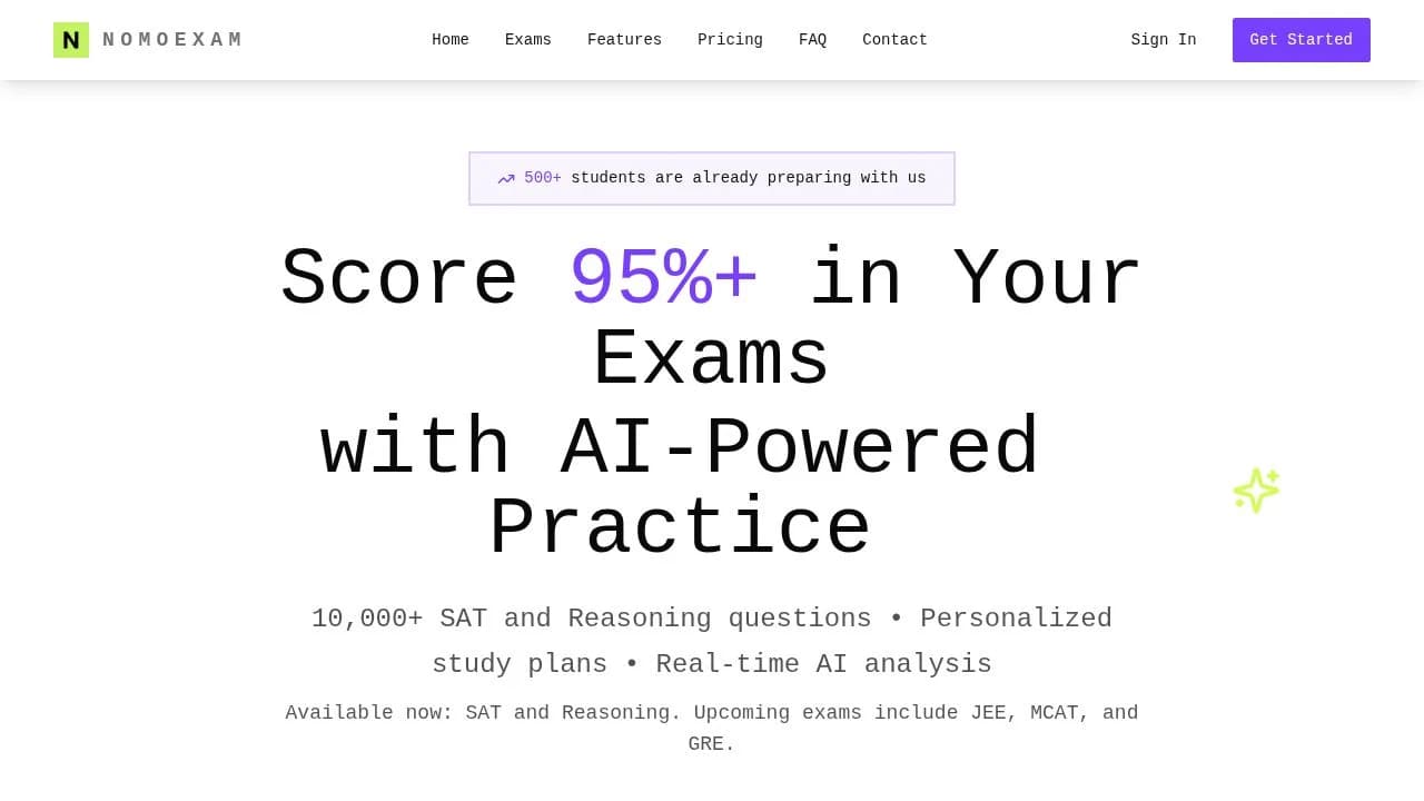 Nomoexam - AI-Powered Exam Pre website preview