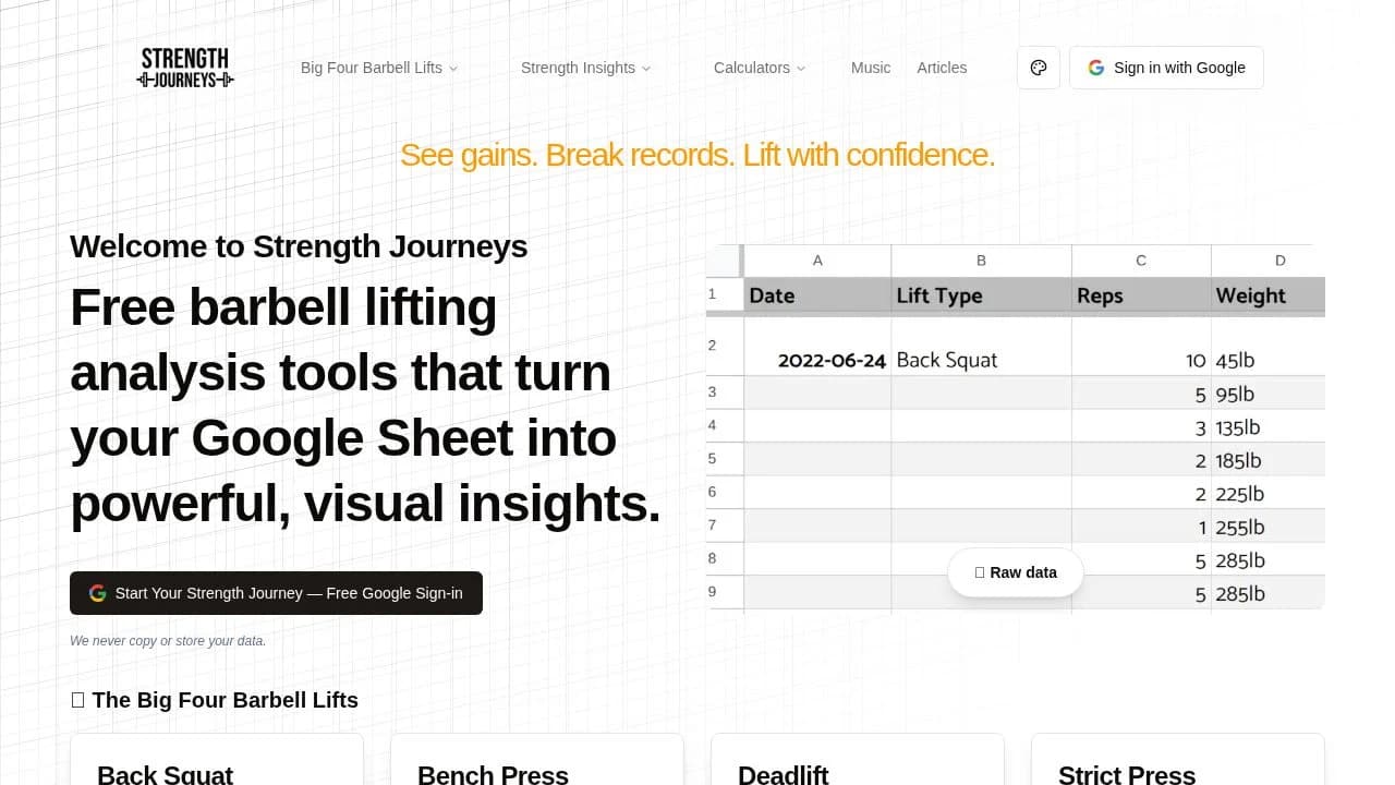Strength Journeys website preview