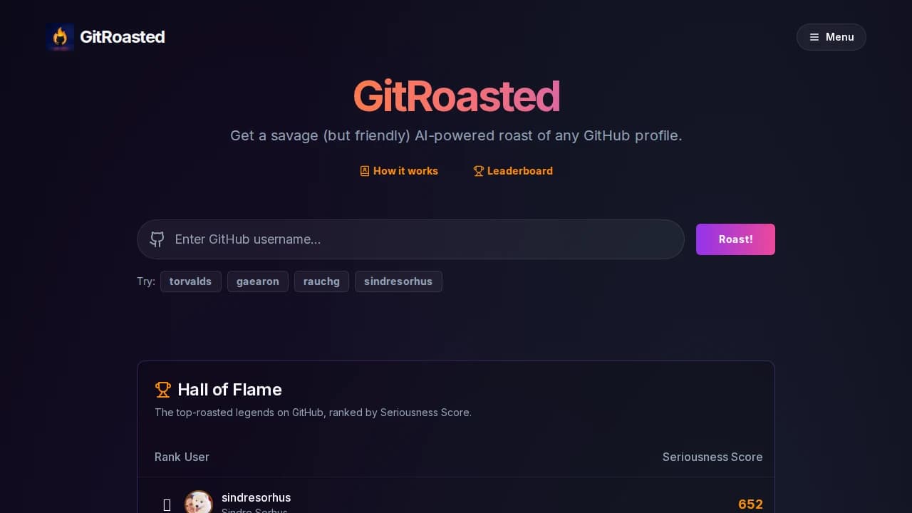 GitRoasted website preview