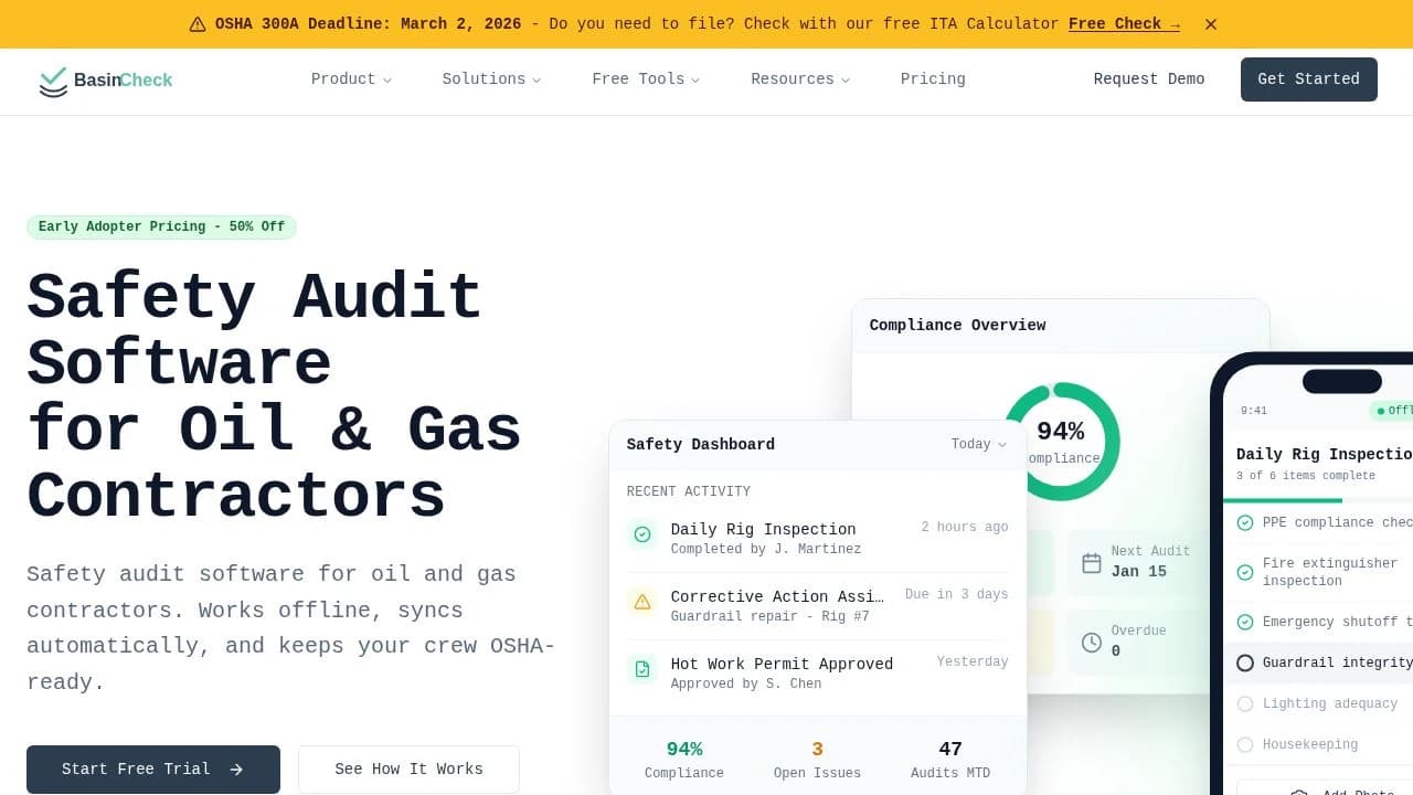BasinCheck website preview