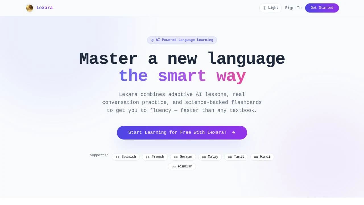 Lexara website preview