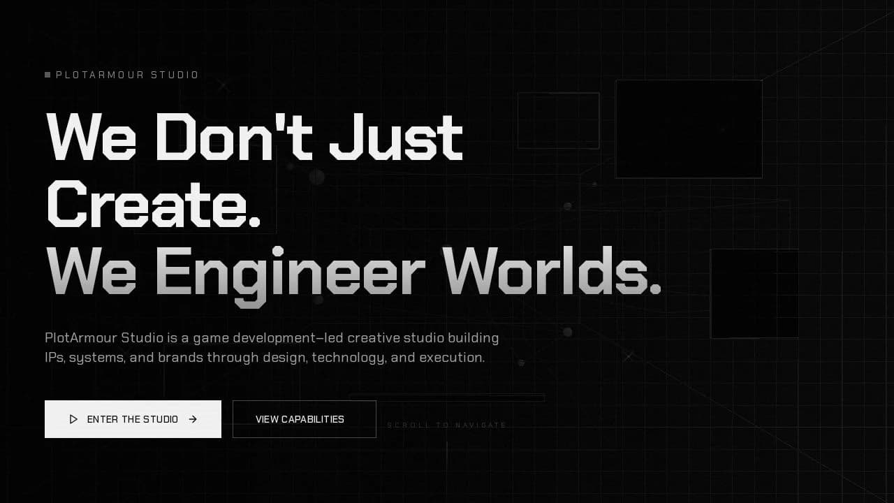 PlotArmour Studio website preview