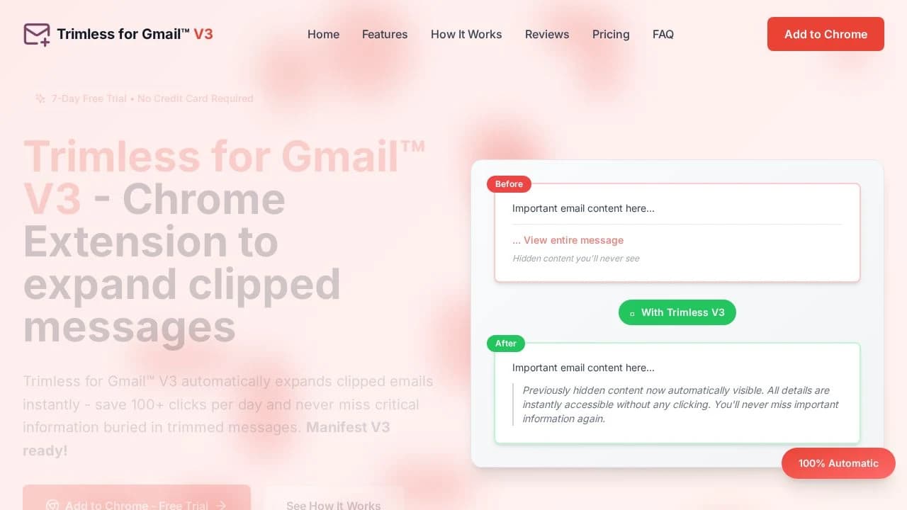 Trimless for Gmail™ V3 website preview