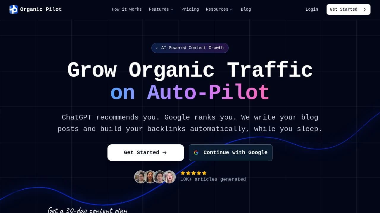Organic Pilot website preview