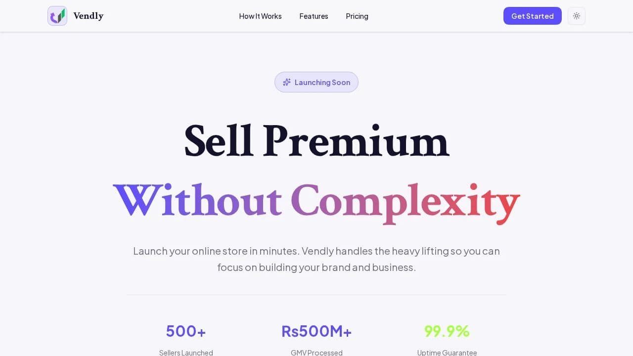 Vendly - Easy E-Commerce website preview