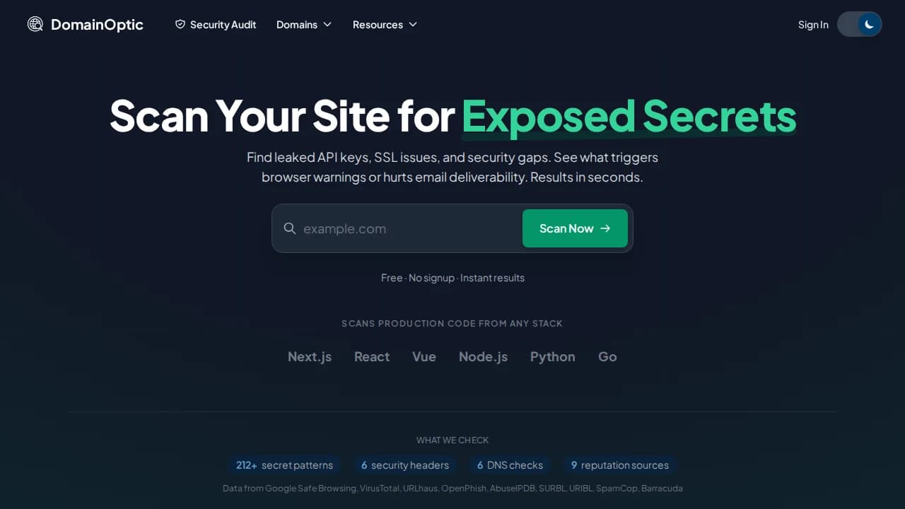 DomainOptic website preview