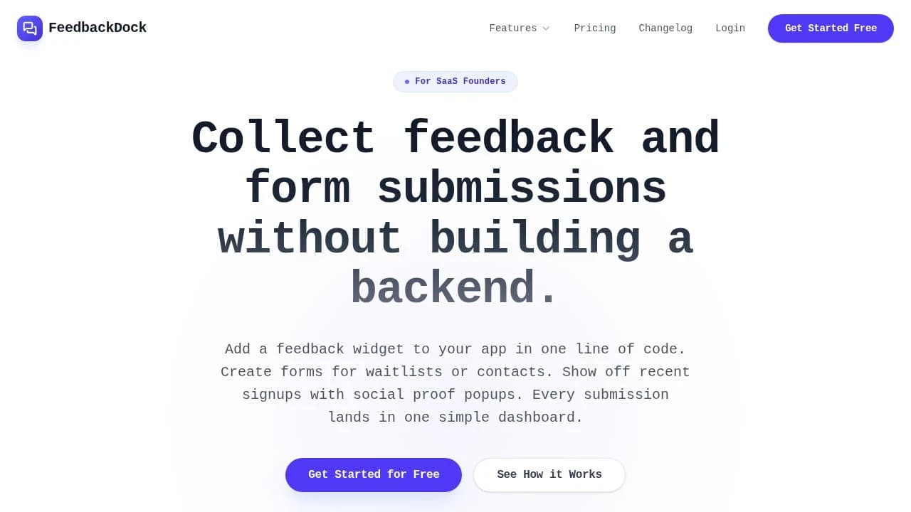 Feedbackdock website preview