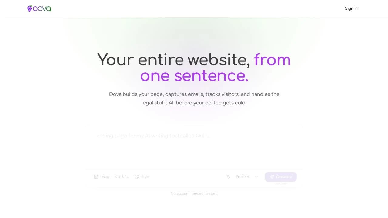 Oova.ai website preview