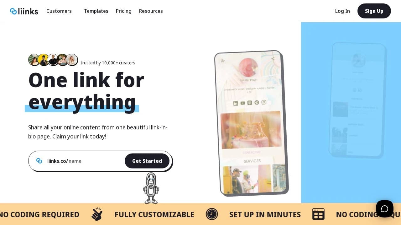 Liinks website preview