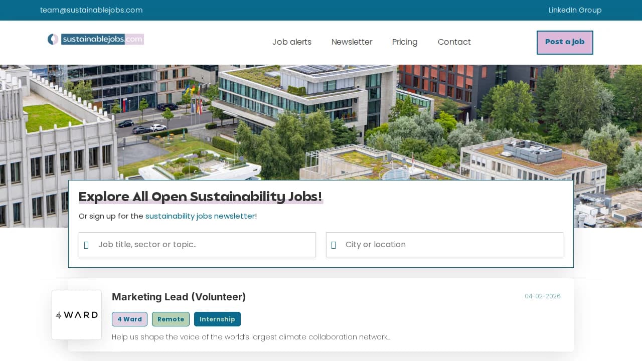Sustainablejobs.com website preview