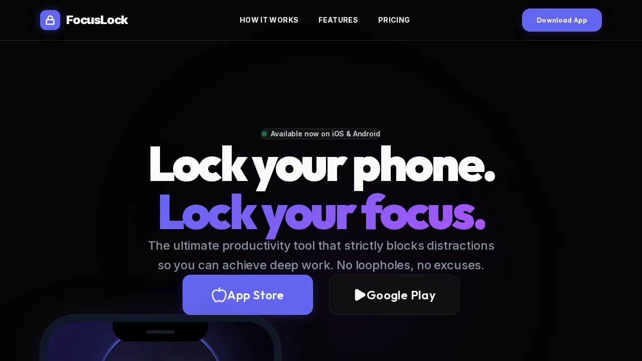 FocusLock Deep Focus website preview
