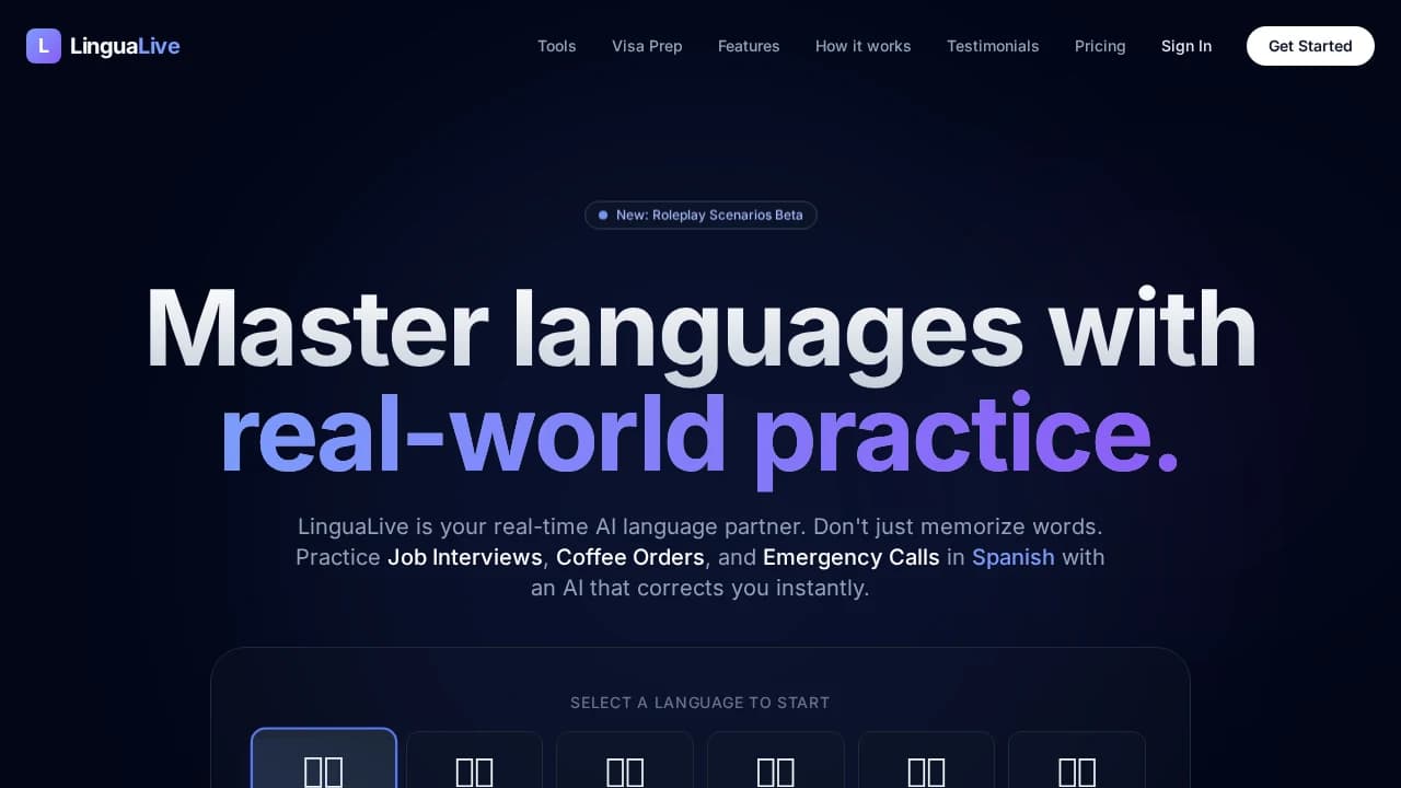LinguaLive website preview