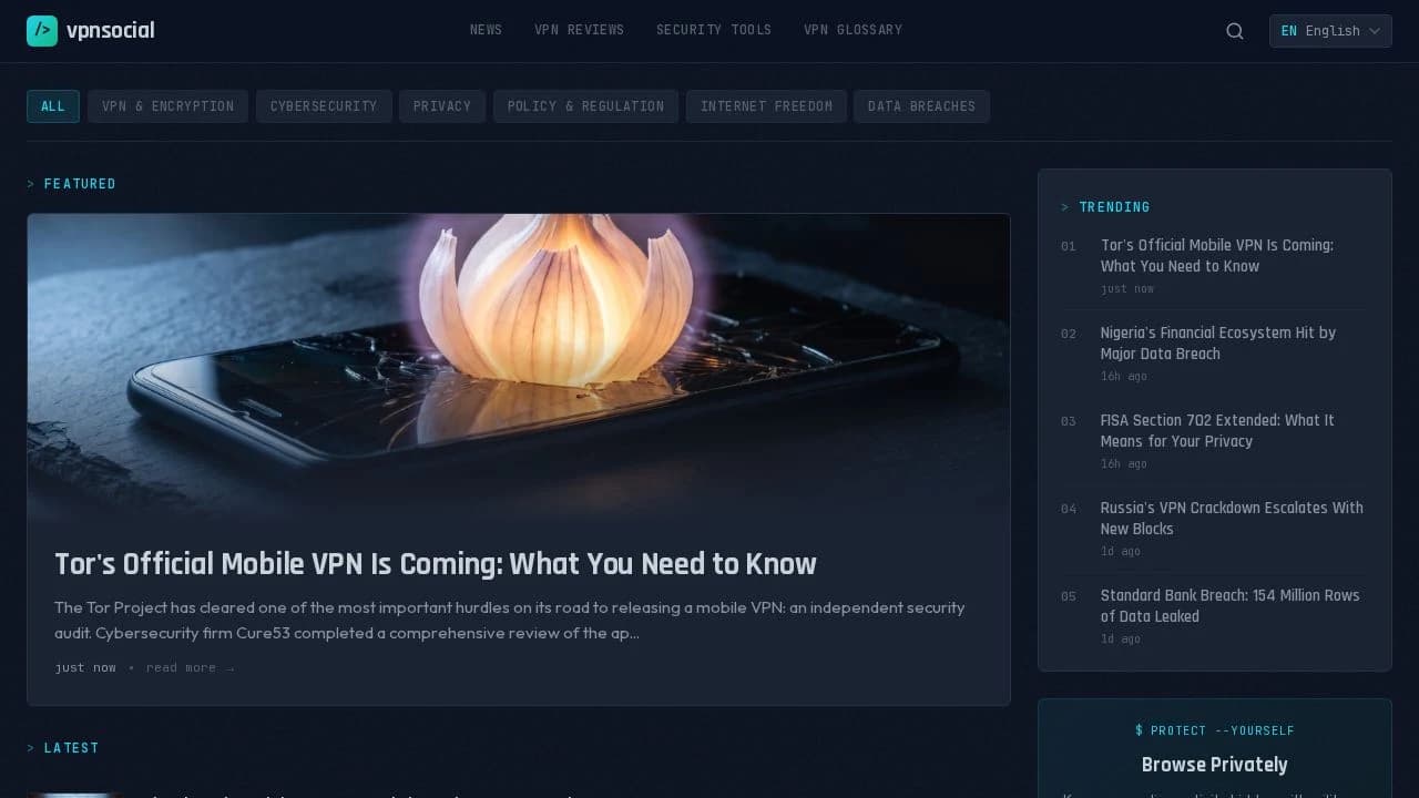 VPNSocial - Privacy Toolkit website preview