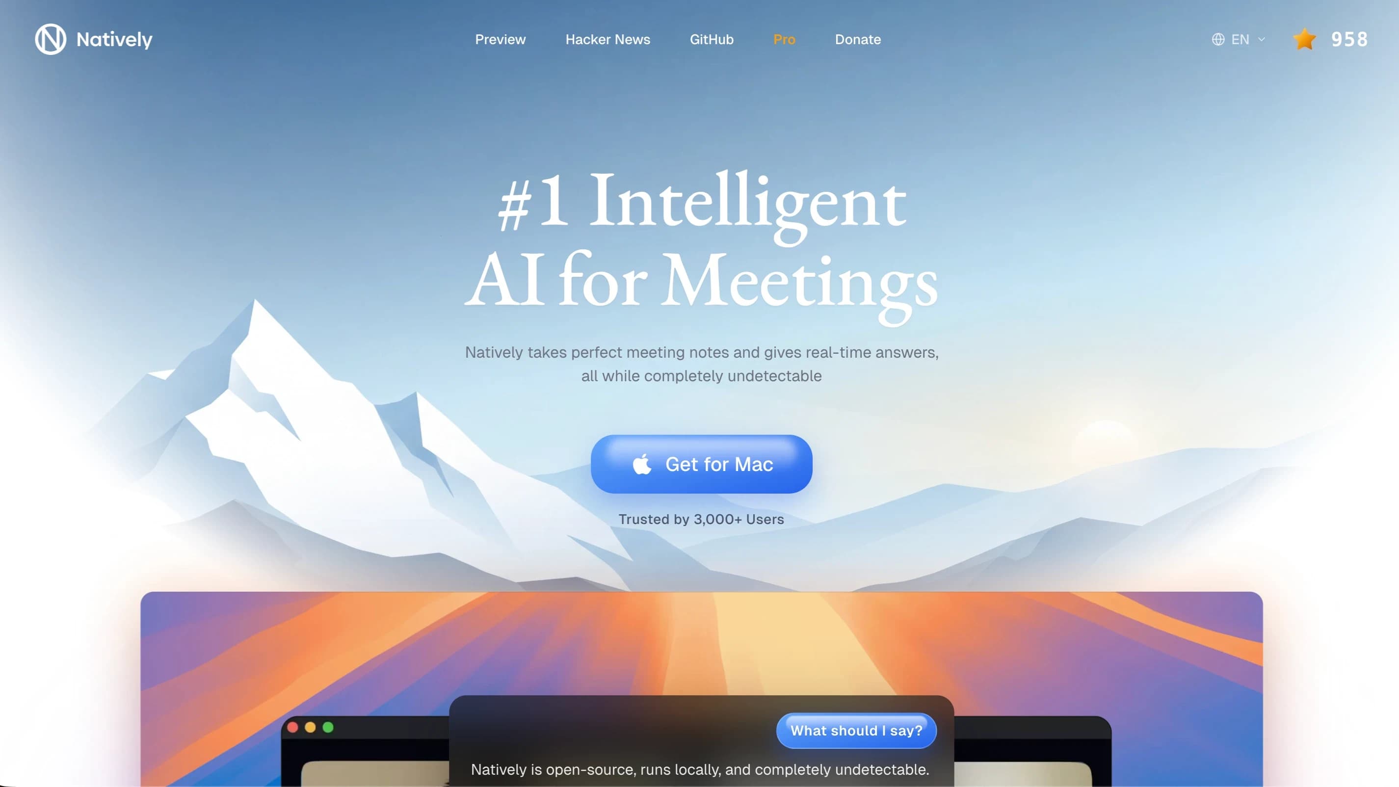 Natively AI website preview