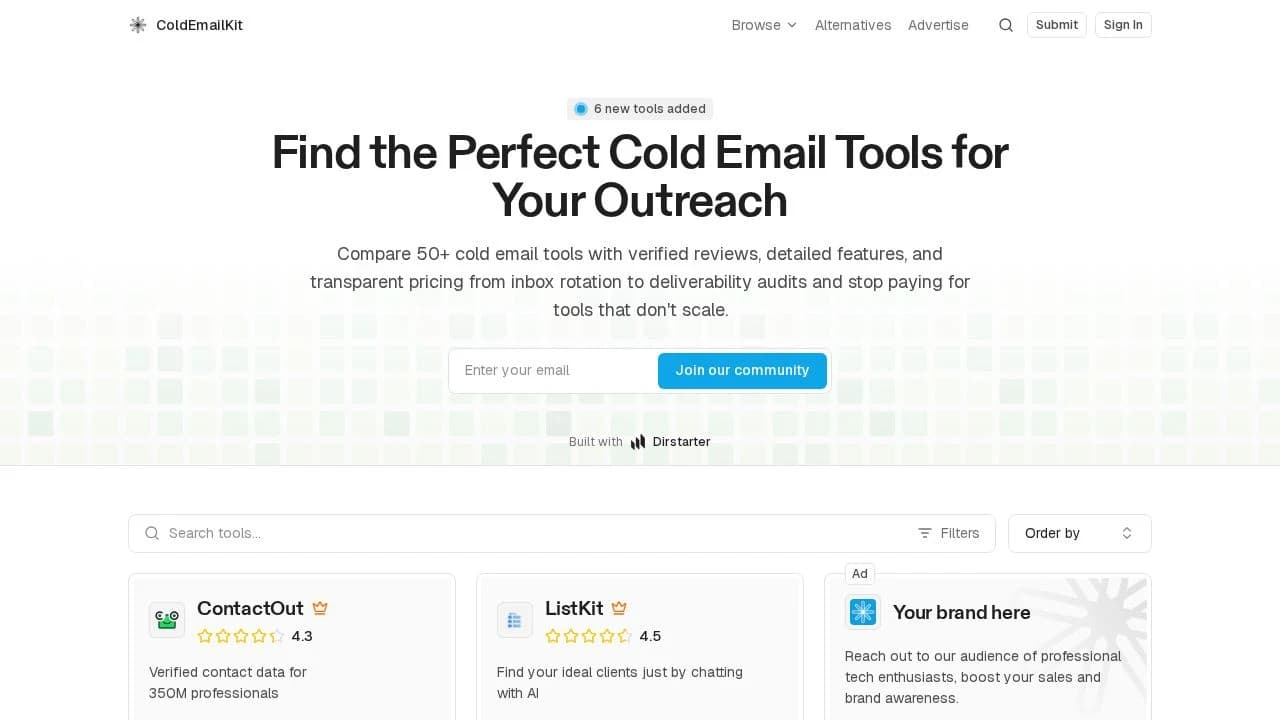Cold email kit website preview