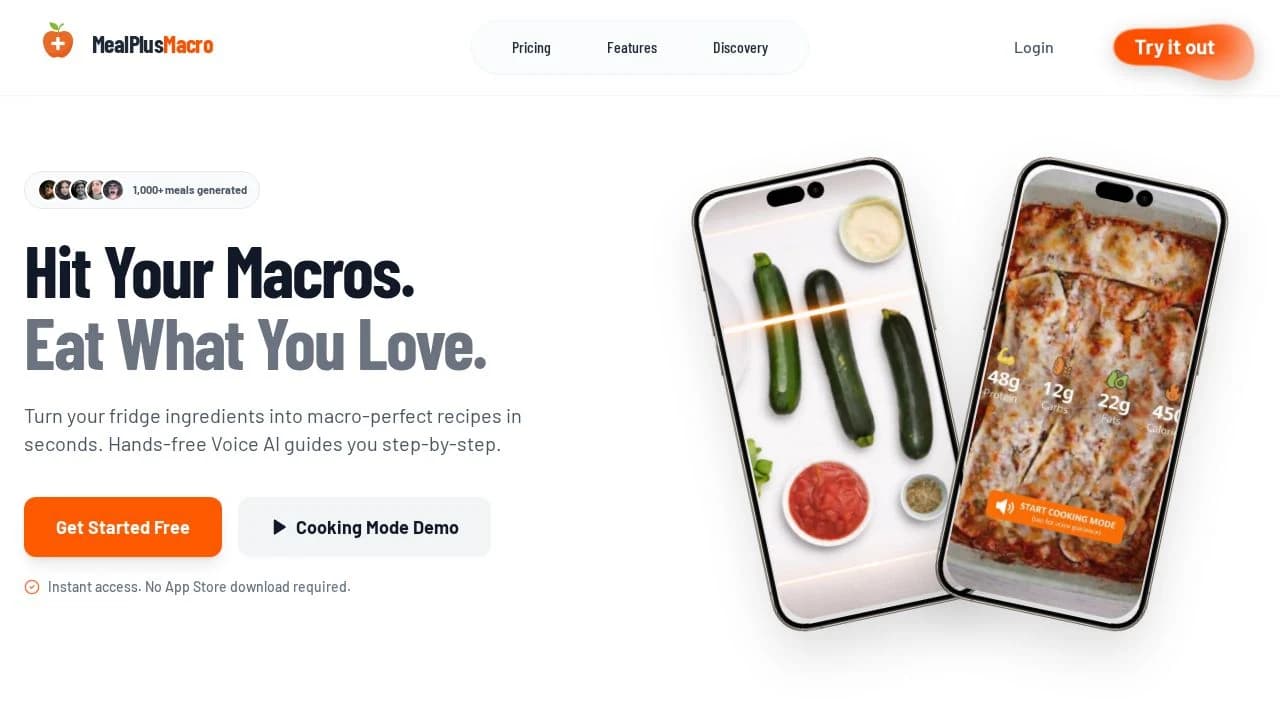 MealPlusMacro website preview
