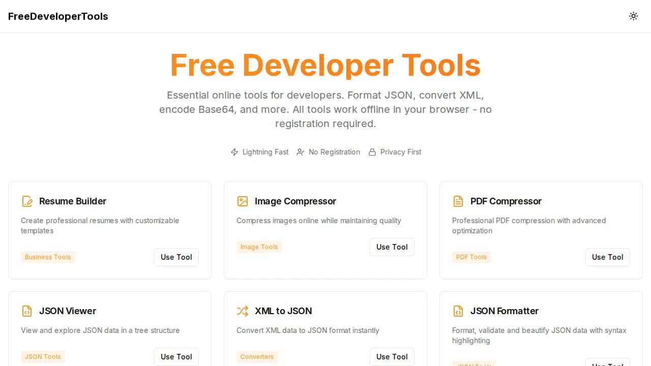 FreeDeveloperTools.com preview