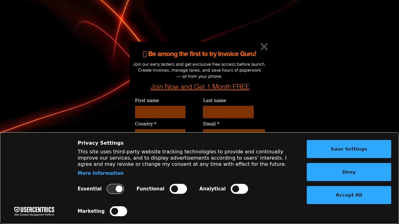 Invoice Guru website preview