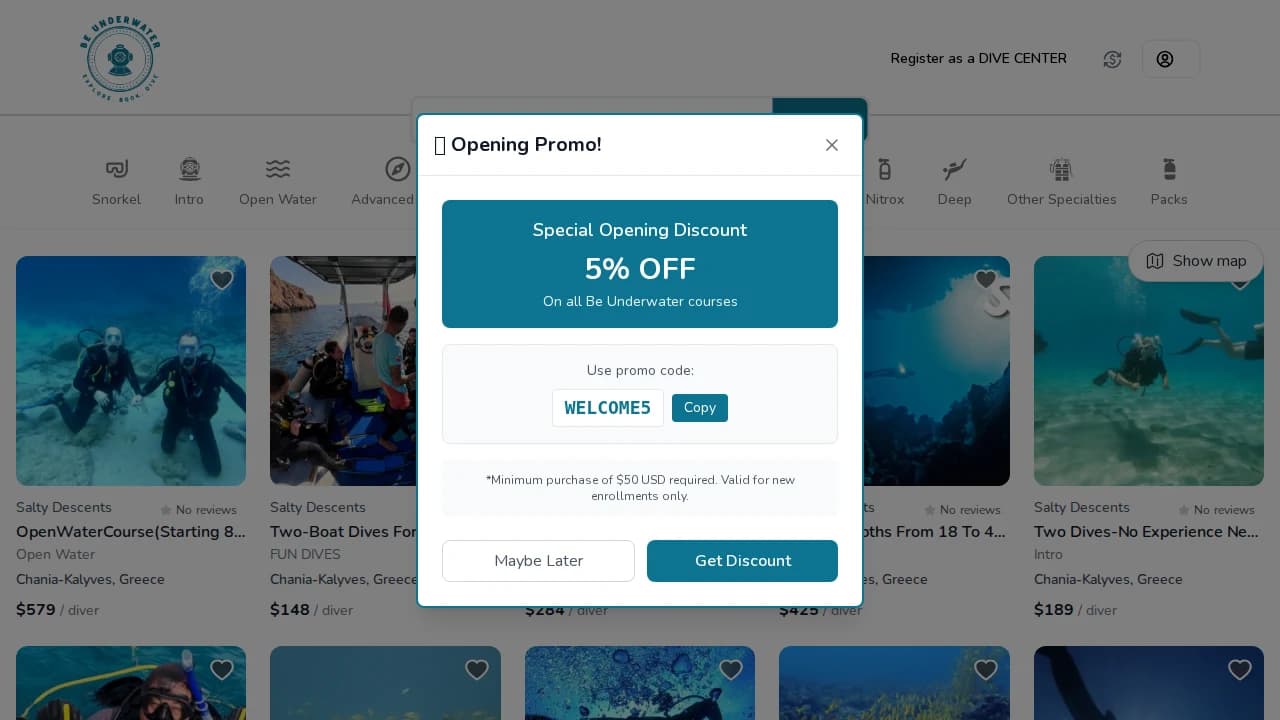 Be Underwater website preview