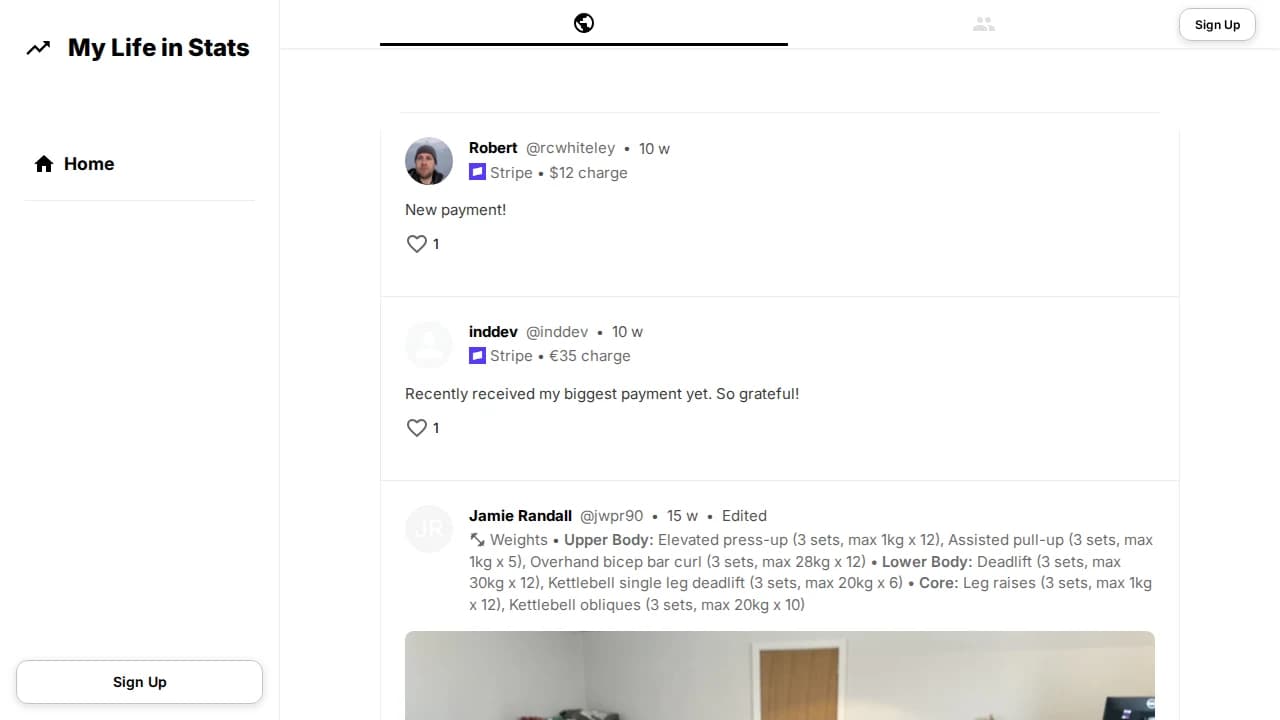 My Life in Stats website preview