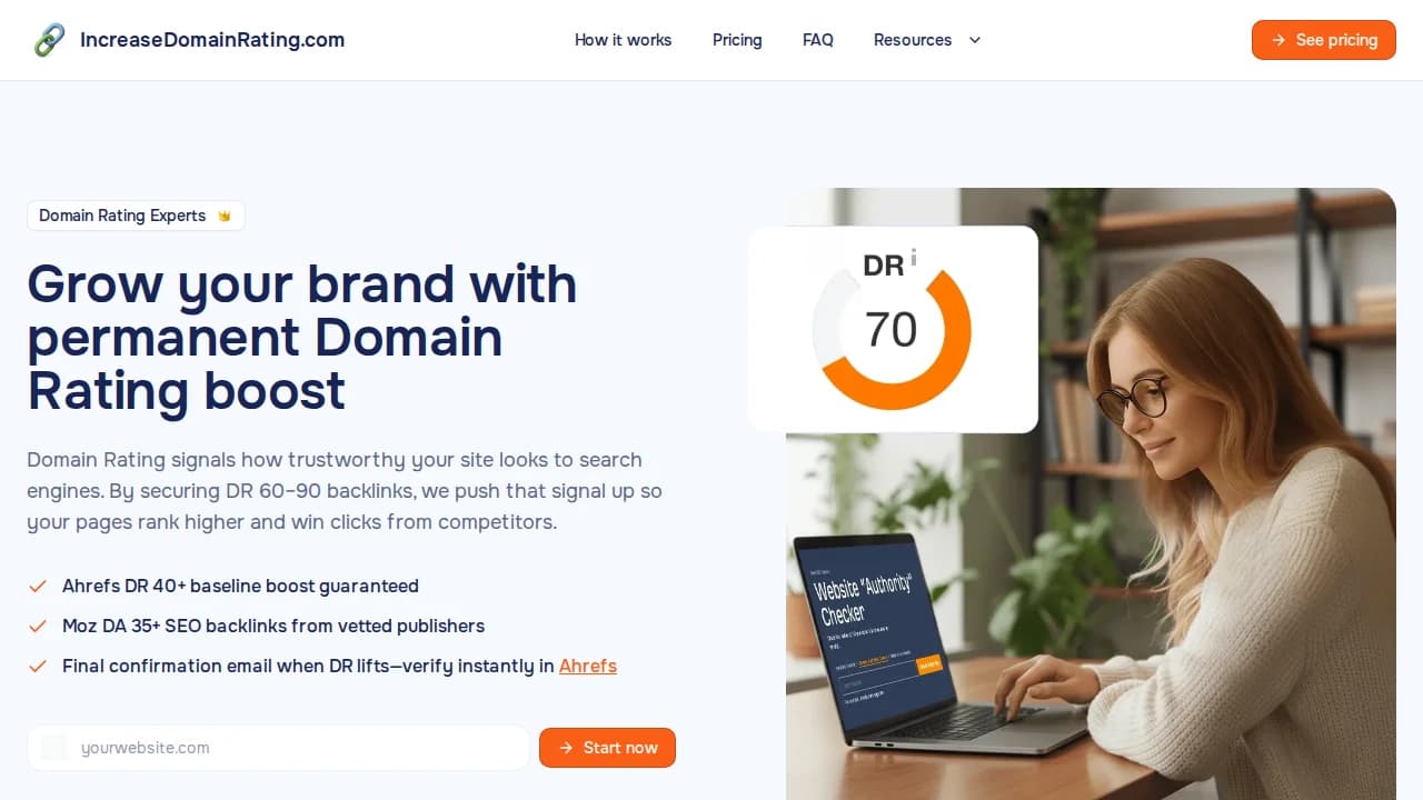 IncreaseDomainRating.com - E-commerce example screenshot