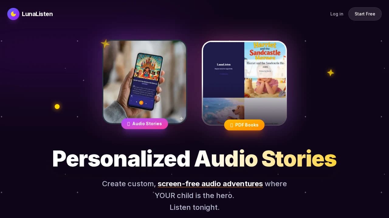 LunaListen website preview