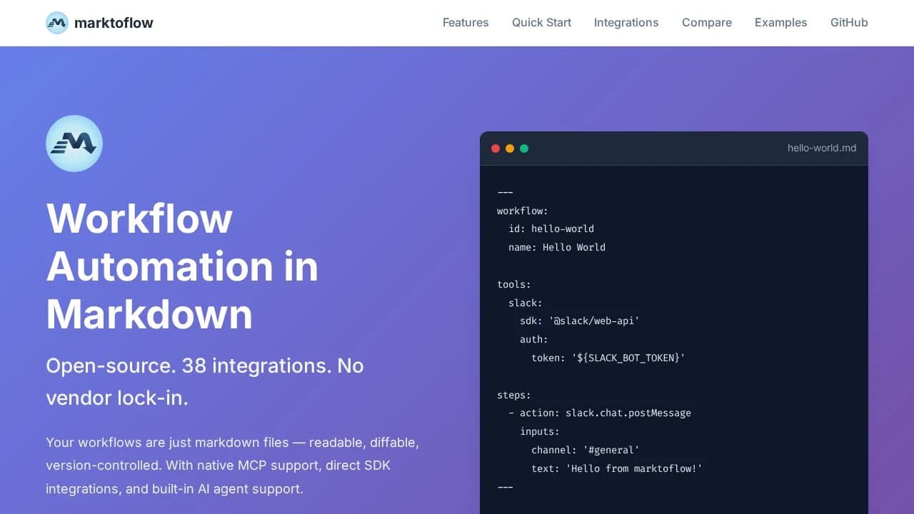 MarkToFlow website preview