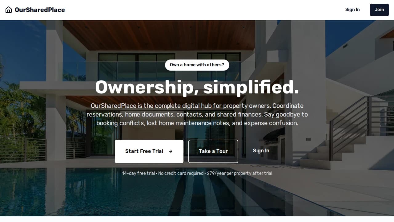 OurSharedPlace - Travel example screenshot