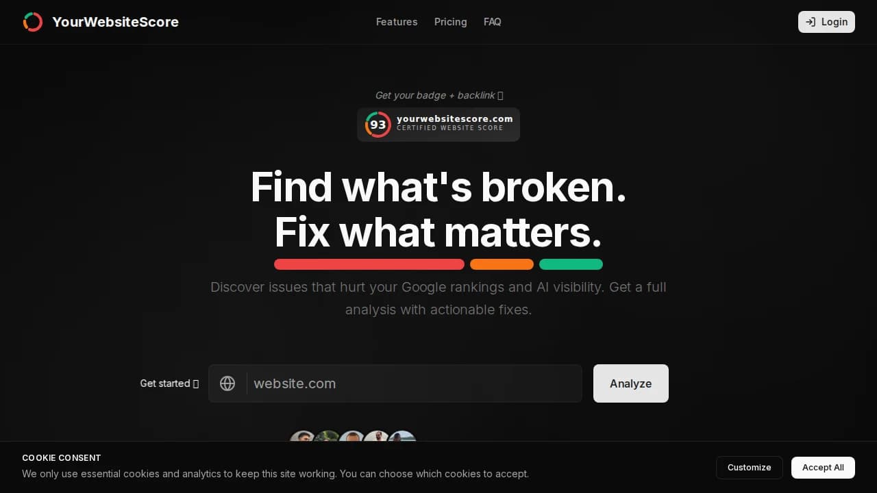 YourWebsiteScore - Utilities example screenshot